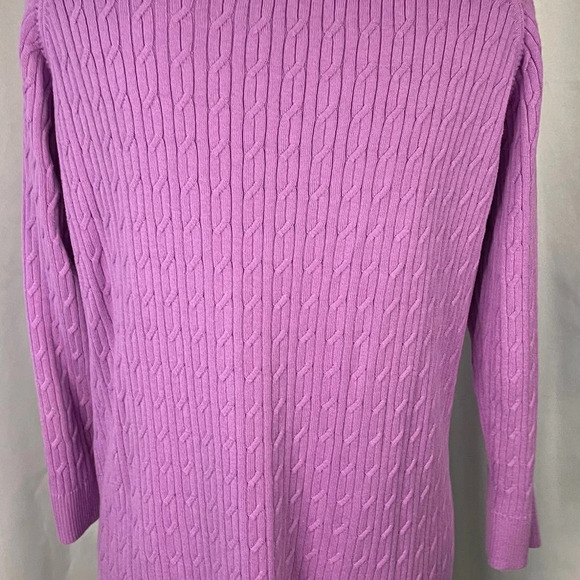 Talbots Purple Cable Knit Crew Neck‎ Sweater - Picture 3 of 5